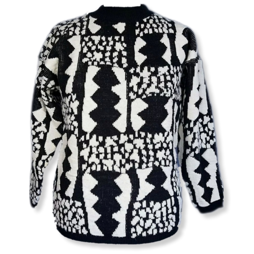 Jamie Scott Womens S Sweater Geometric Oversize Pullover Long Sleeve Acrylic Vtg